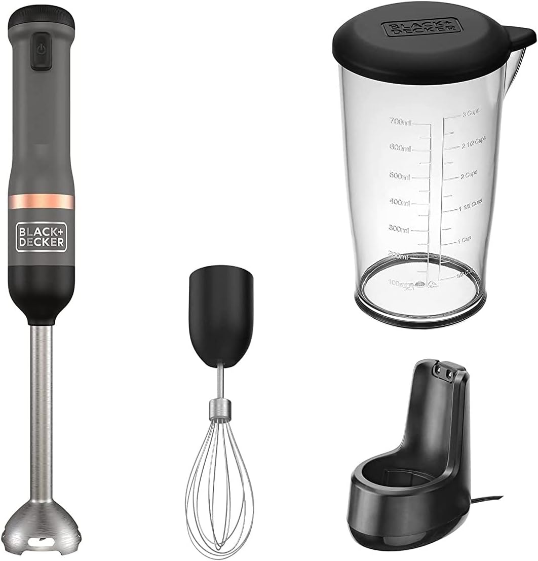 Black+Decker Rechargeable Hand Blender, 700ml, 7.2V, Black - BCKM1012KB Black+Decker Rechargeable Hand Blender, 700ml, 7.2V, Black - BCKM1012KB